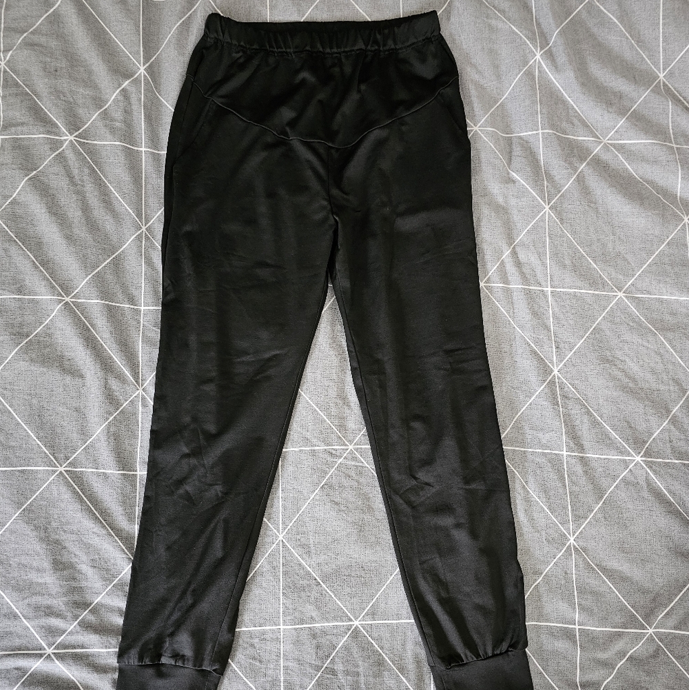 Black Polyester Maternity Jogger Pants